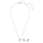 Idyllia setMixed cuts, Heart with arrow, White, Rose gold-tone plated